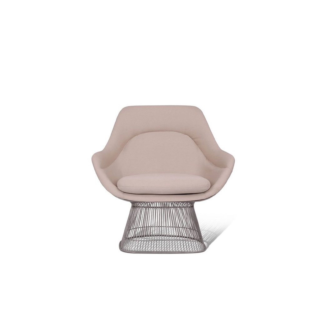 Warren Platner Easy Chair - Gold Base Boucle Wool-Charcoal Grey
