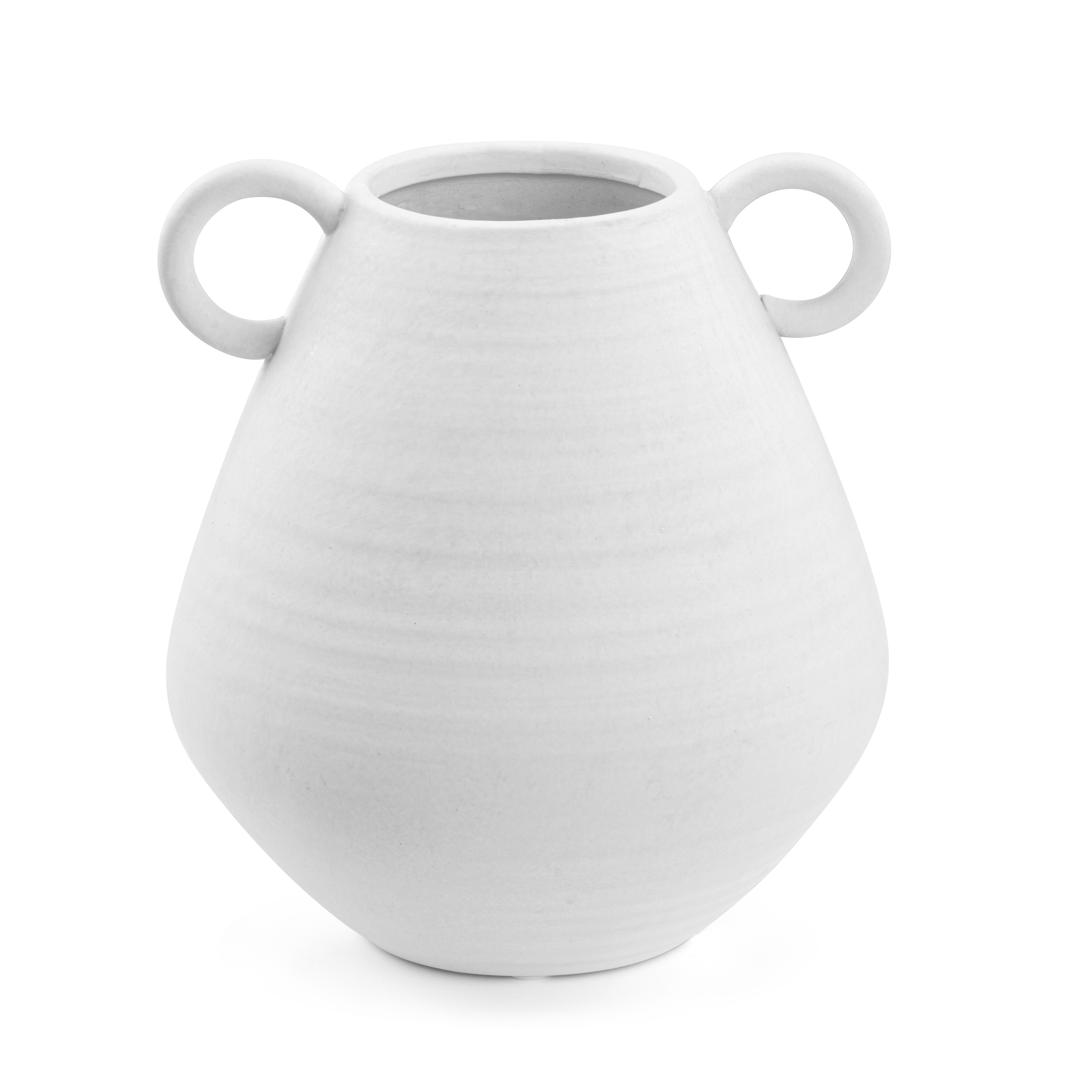 Meadow Decorative Rounded White Nordic Ceramic Vessel Vase With Handles - Antique White