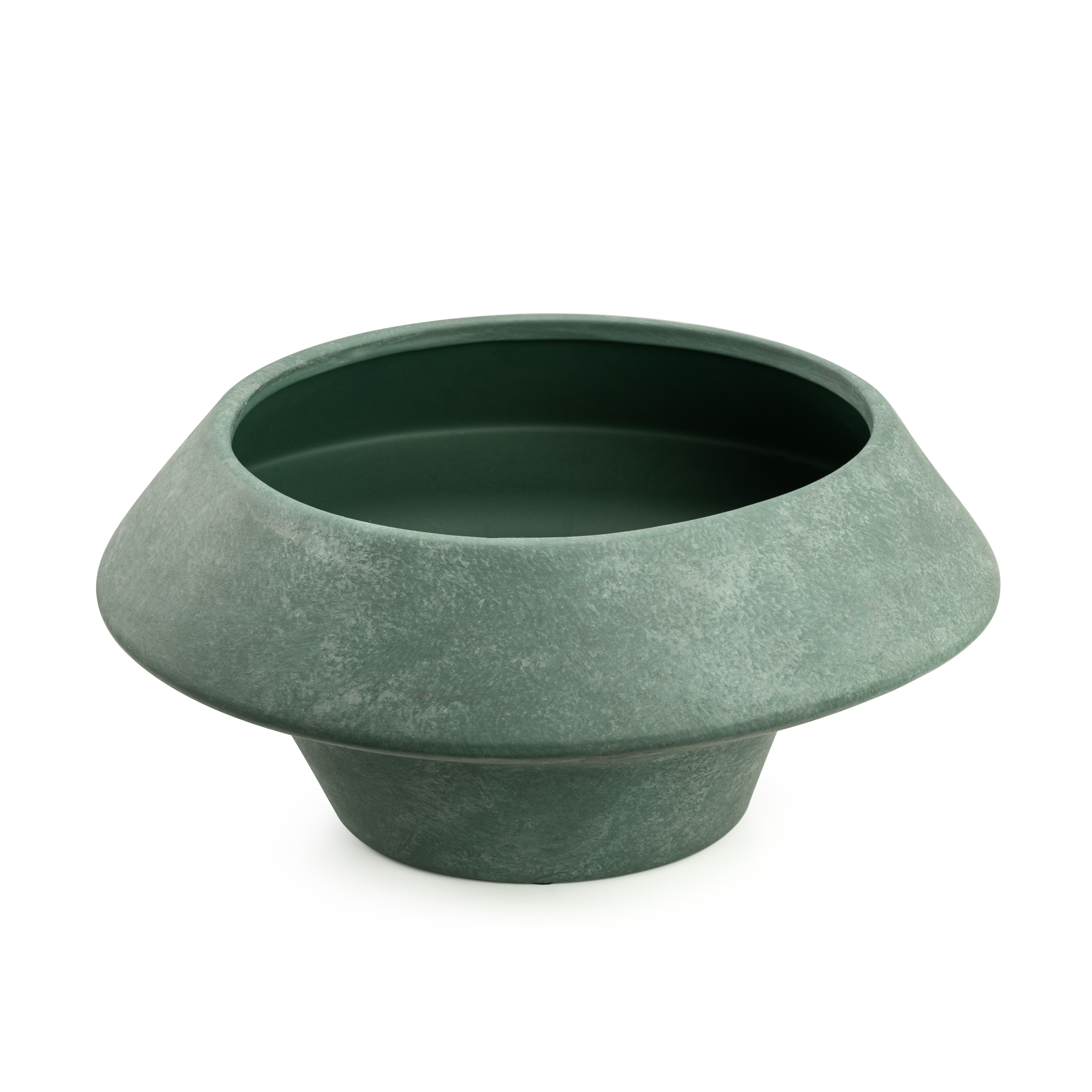 Elm Decorative Faded Earth Grey Rustic Wabi Sabi Ceramic Centerpiece Bowl - Midnight Green