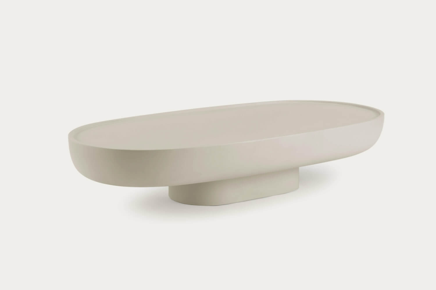 Dion Modern Monument Oval Concrete Coffee Table with Pedestal Base by Eternity Modern. 