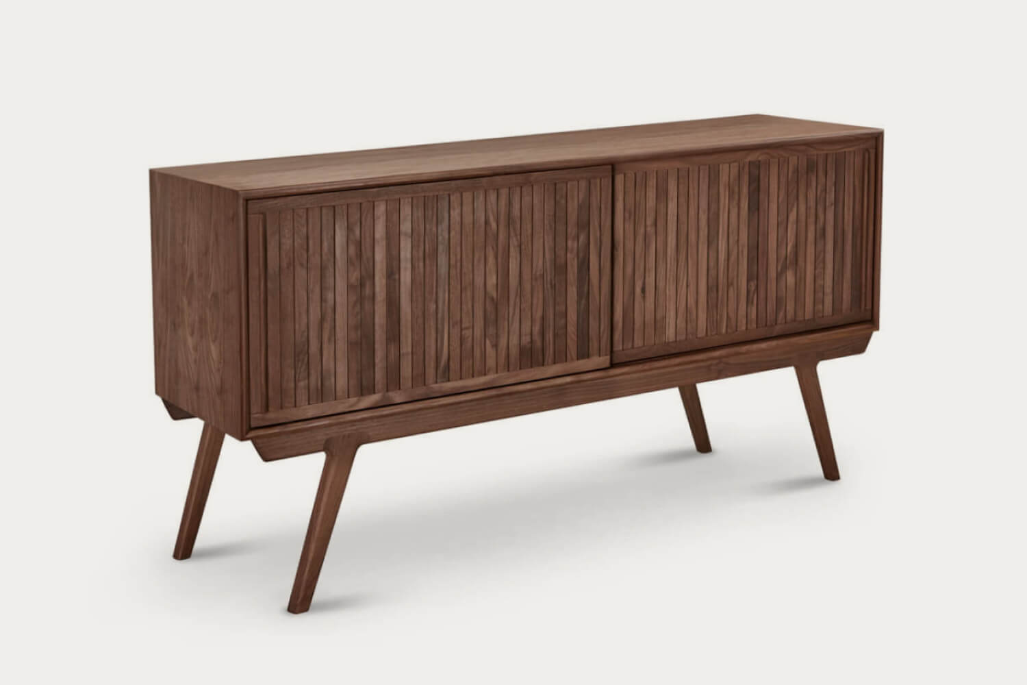 Strathcona Contemporary Walnut Wood Media Cabinet by Eternity Modern. 
