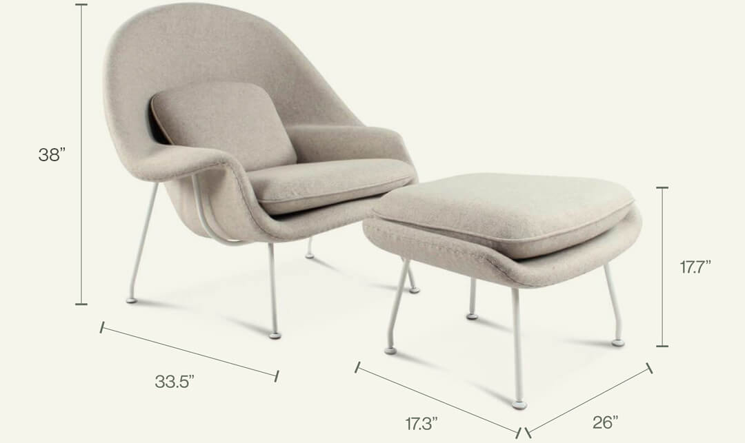 Womb Chair & Ottoman - White Powder-Coated Steel Legs